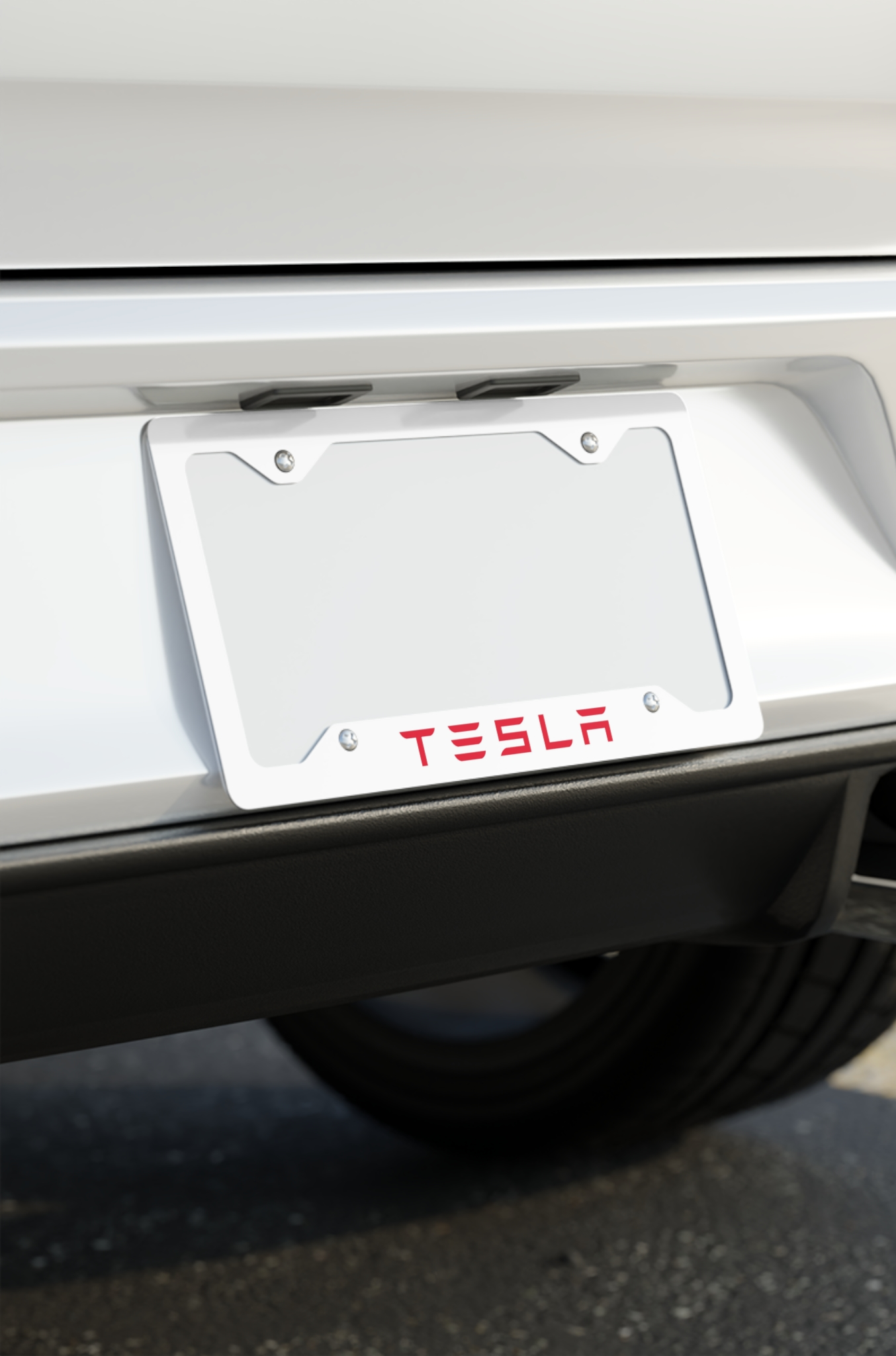 Tesla Red Metal License Plate Frame