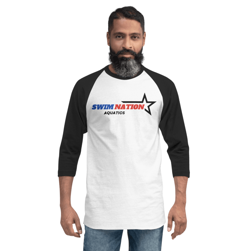 SwimNation Aquatics white 3/4 sleeve raglan shirt