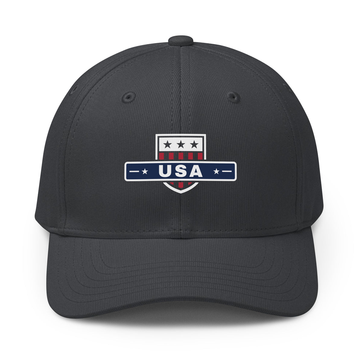 USA Shield Premium Printed adidas Cap Team Dark Grey front | True American