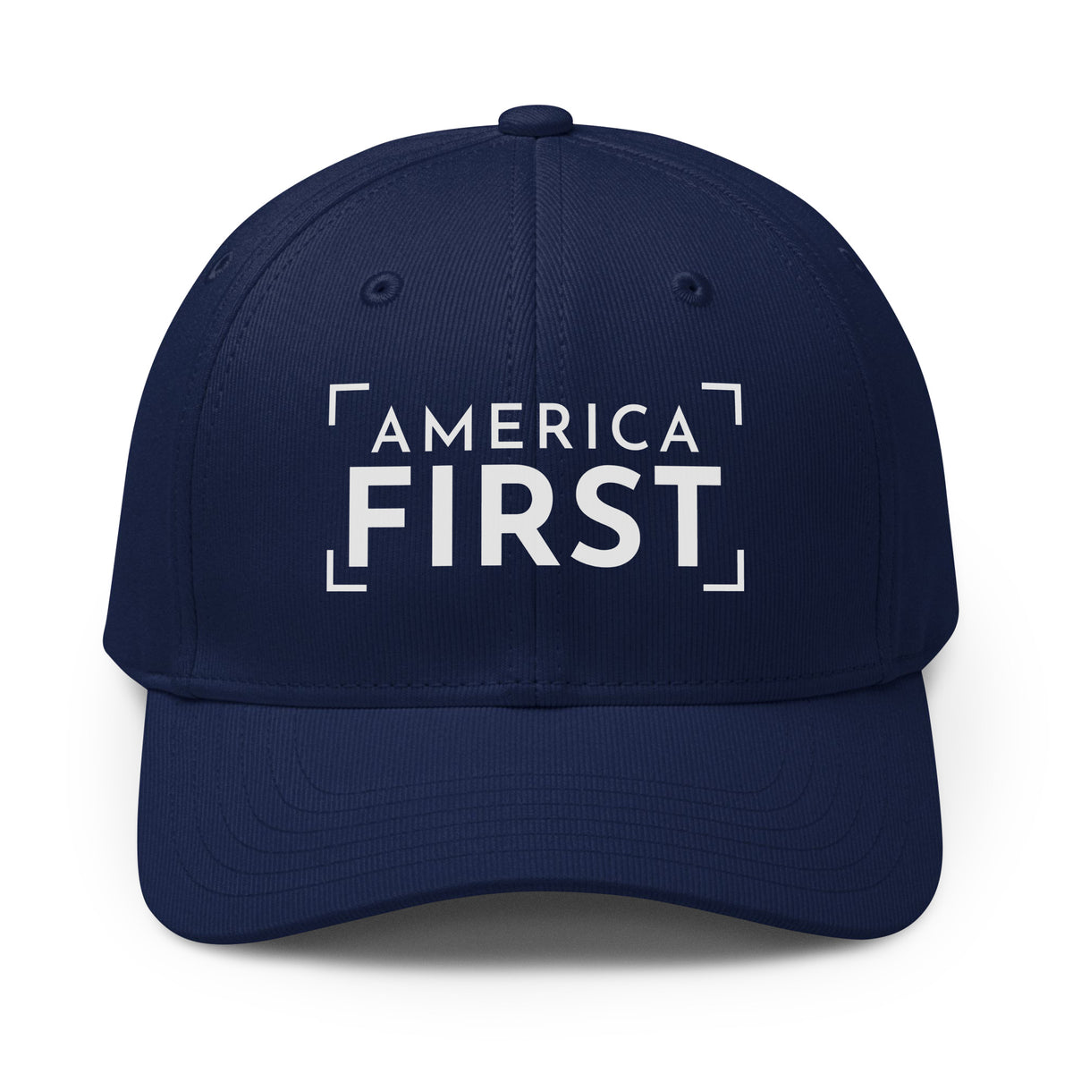 America First Bracket Printed Adidas Cap Team Navy front | True American