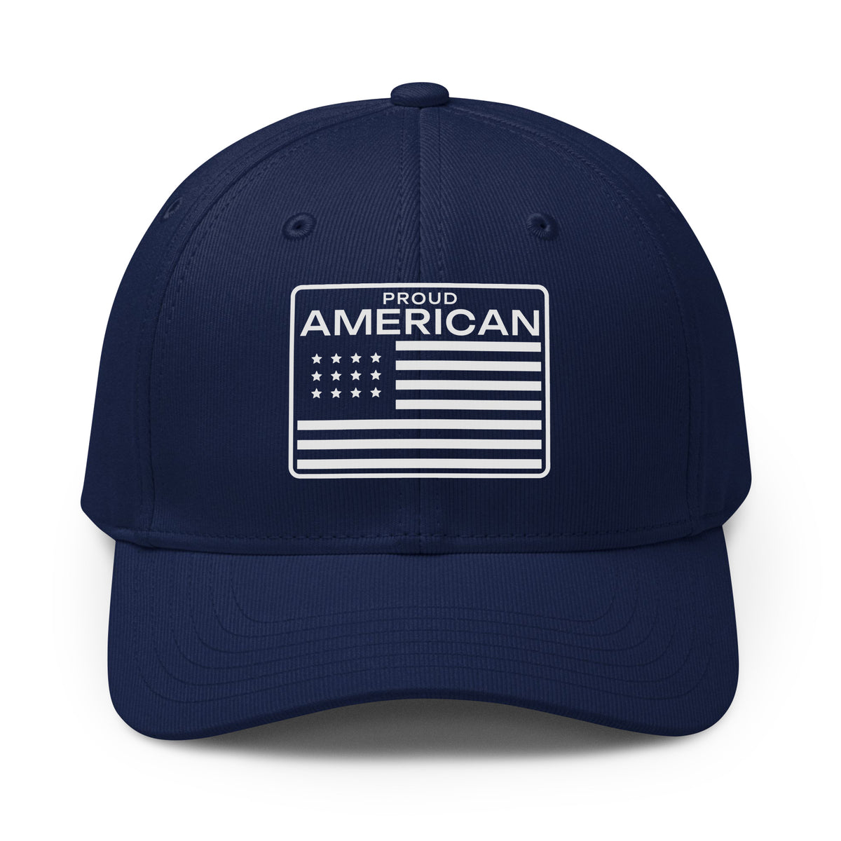 Proud American Flag Patch Printed adidas Cap Team Navy front | True American