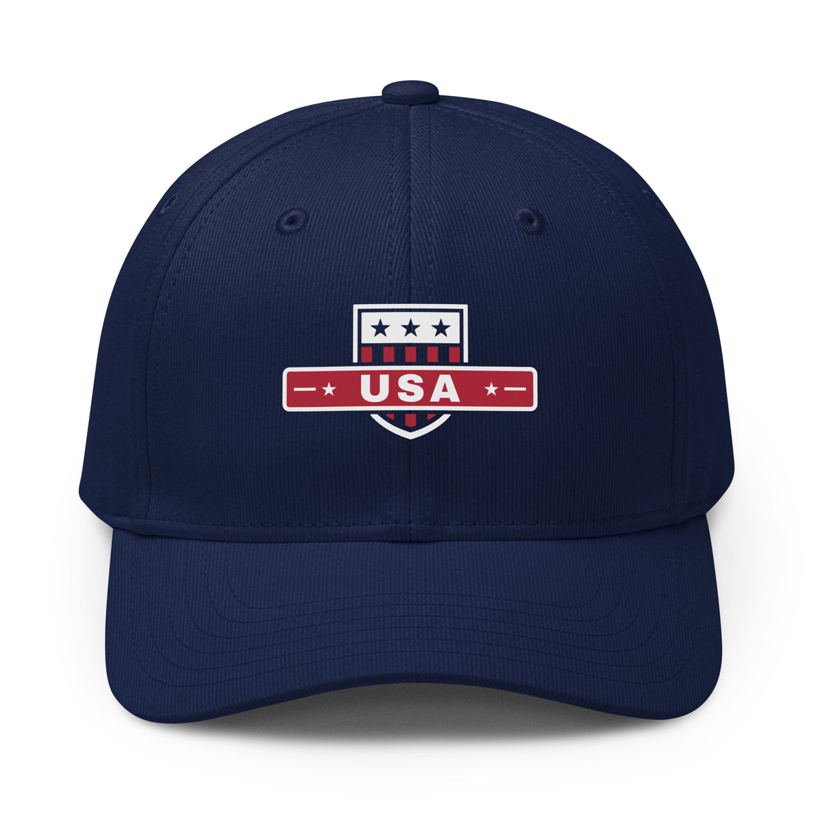 USA Shield Premium Printed adidas Cap Navy front | True American