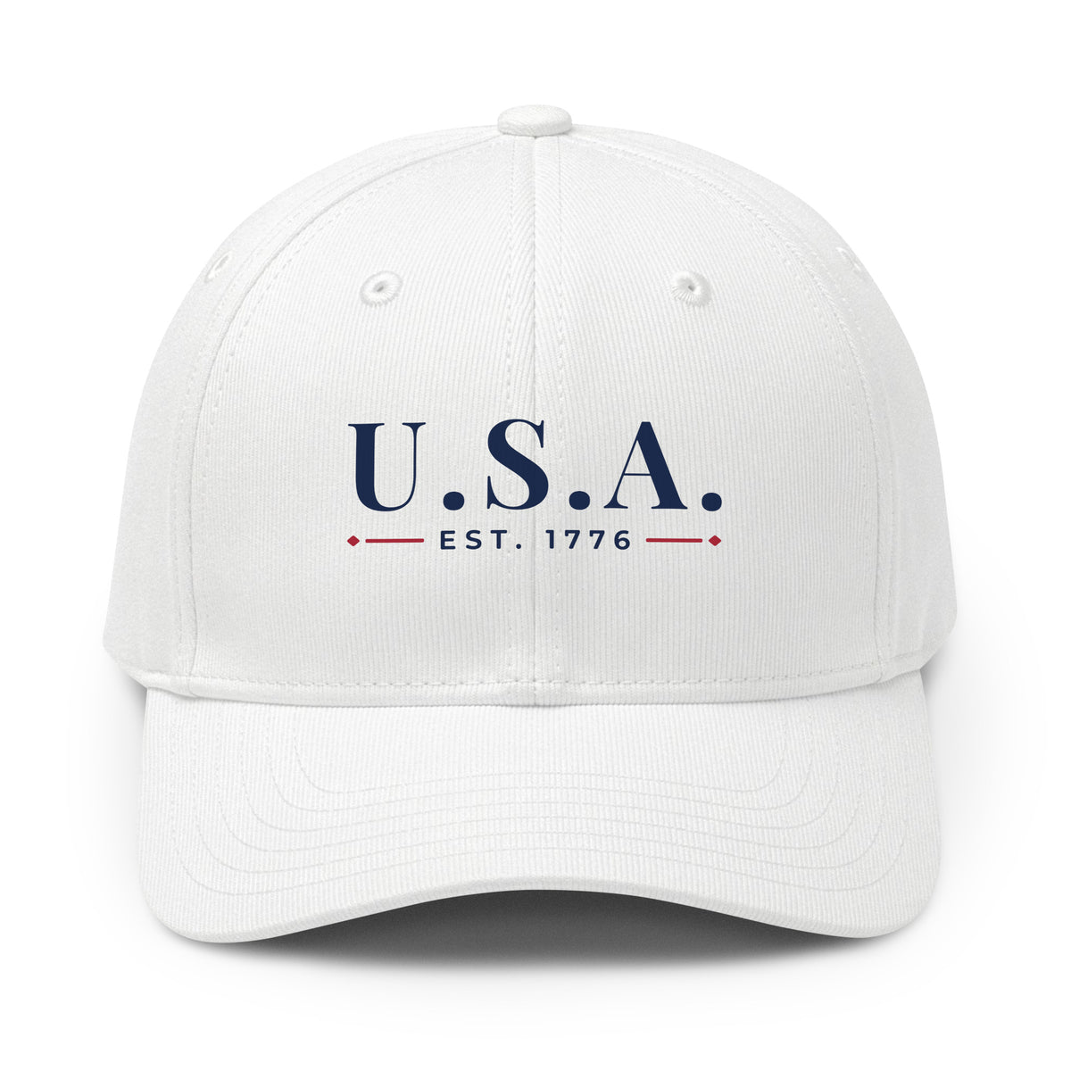 USA Serif Premium Printed adidas Cap White front | True American