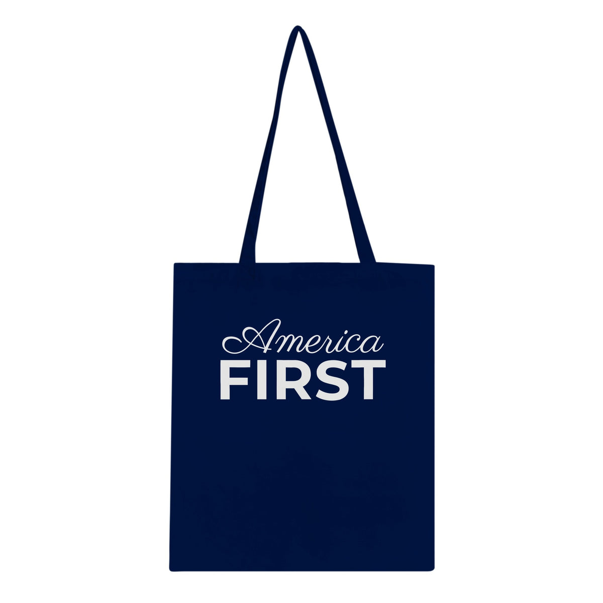 America First Script Classic Tote Navy front | True American