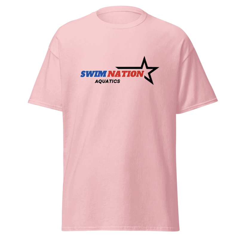 SwimNation Aquatics Unisex classic Adult white tee shirt