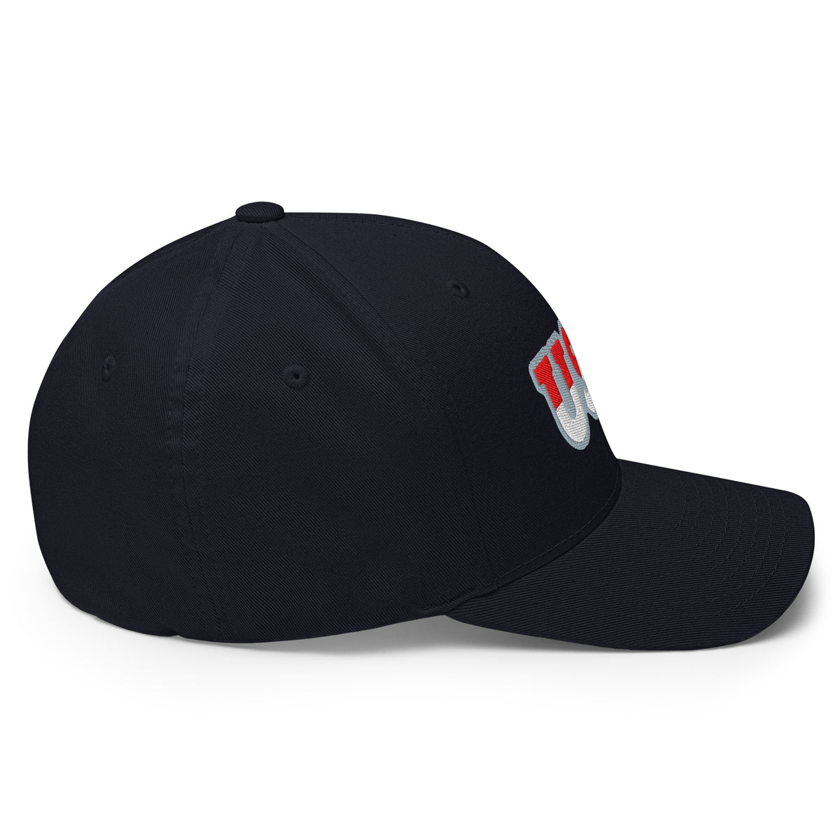 USA Puff Arched Split Premium Embroidered Flexfit Cap in Navy right side | True American