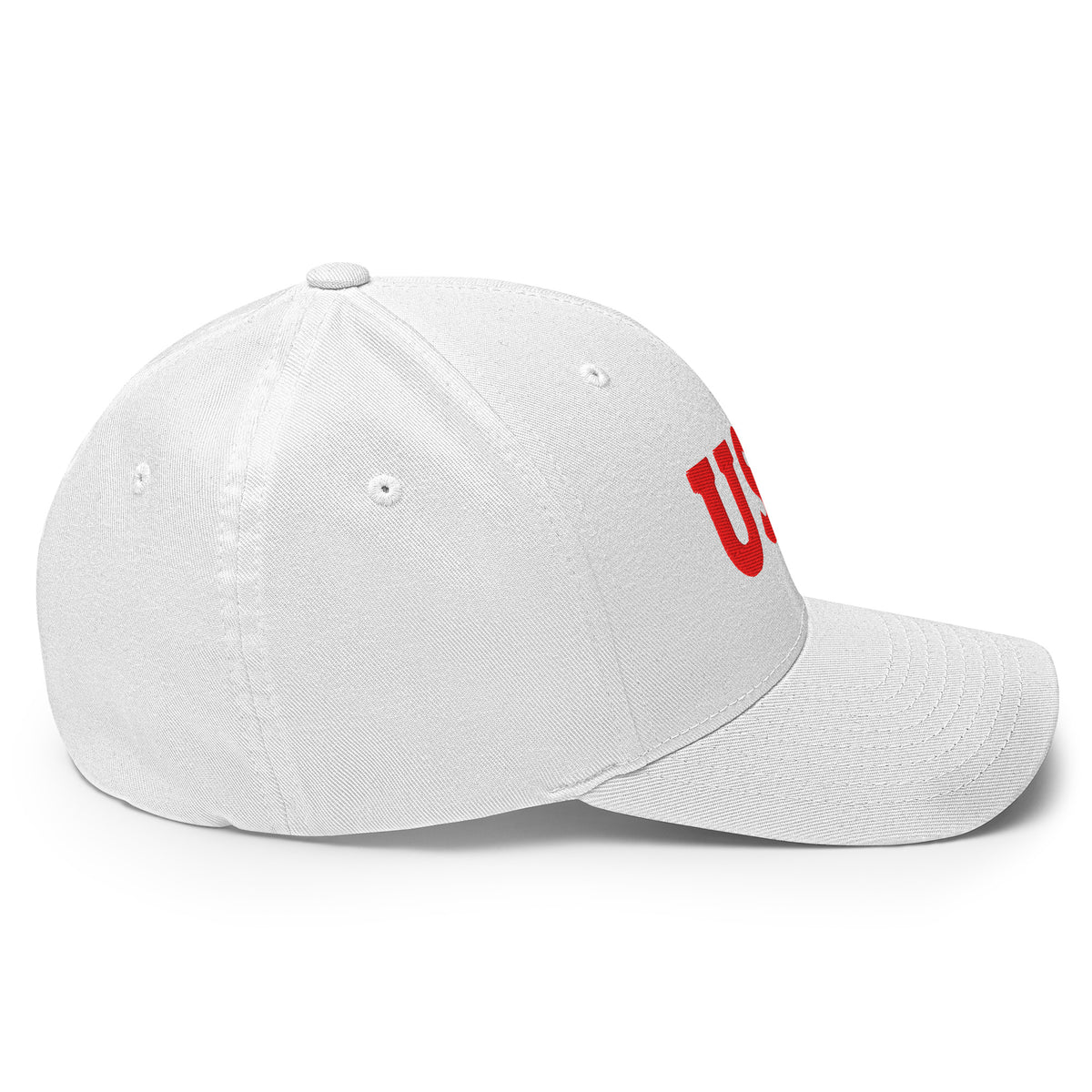 USA Puff Star Crown Premium Embroidered Flexfit Cap in White right side | True American