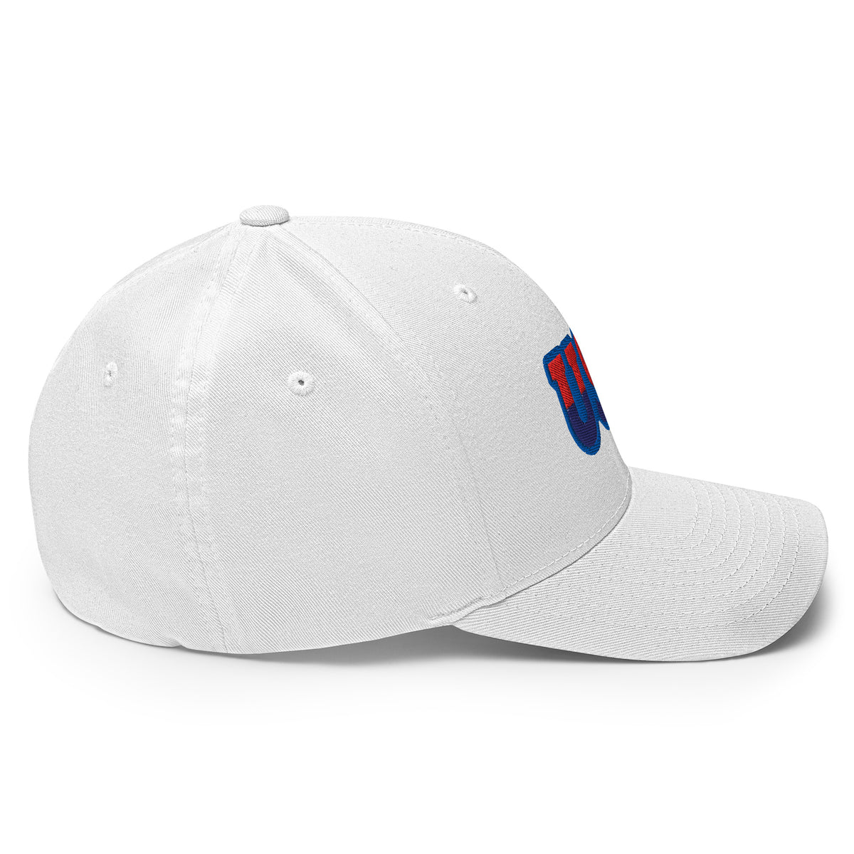 USA Puff Speed Slant Premium Embroidered Flexfit Cap in White right side | True American