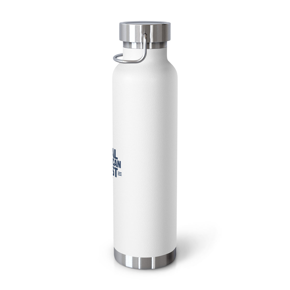 Real American First 22oz Insulated Water Bottle White right side | True American