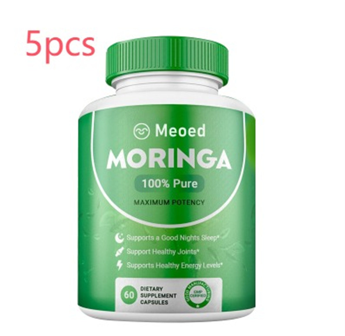 Moringa Leaf Capsules Pure Moringa Powder, Energy, Skin, Immune & Gut Health Superfood, Rich in Antioxidants, Essential Vitamins & Amino Acids, Natural Green Superfood Supplement - 60 Count