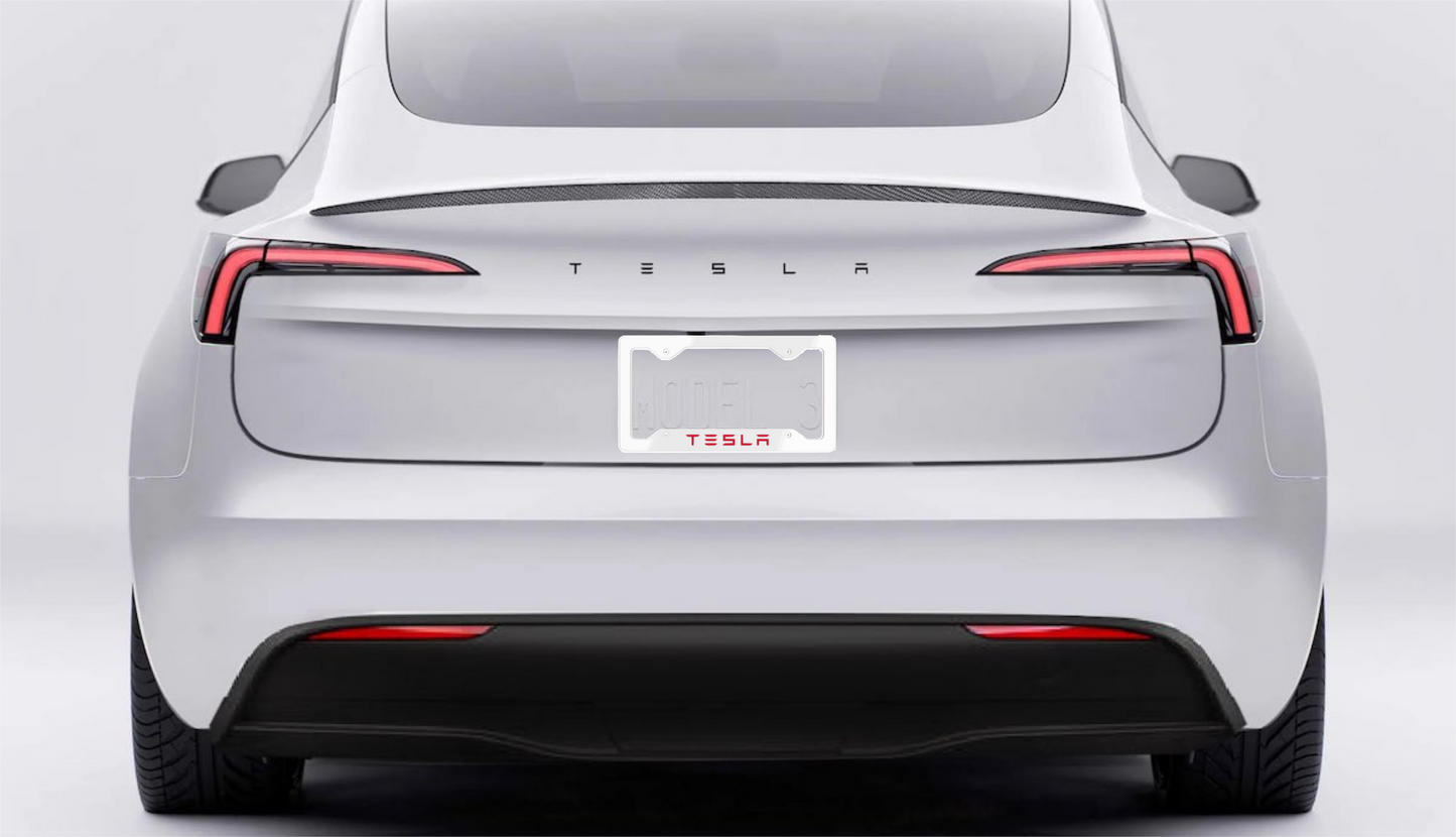 Tesla Red Metal License Plate Frame