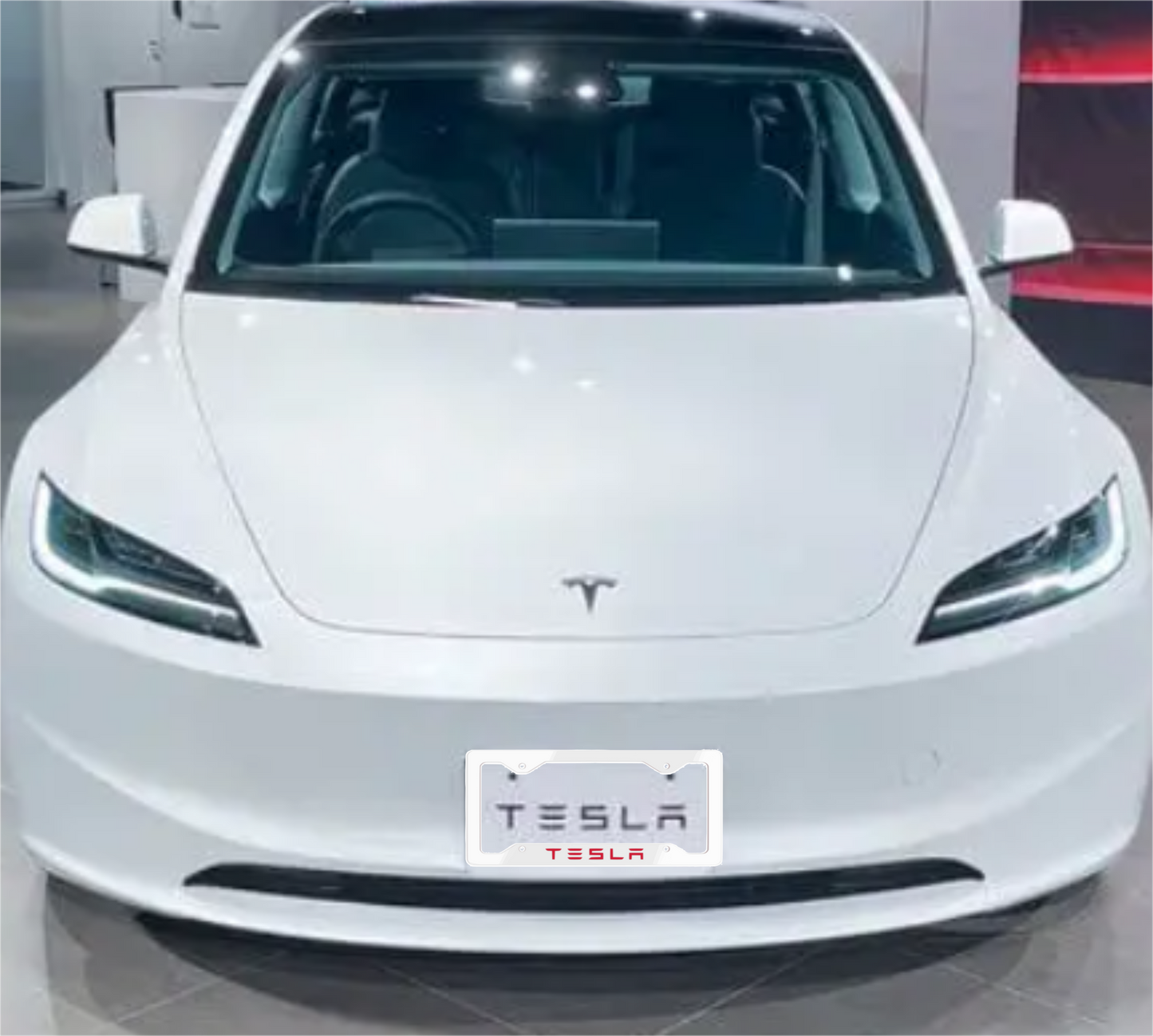 Tesla Red Metal License Plate Frame