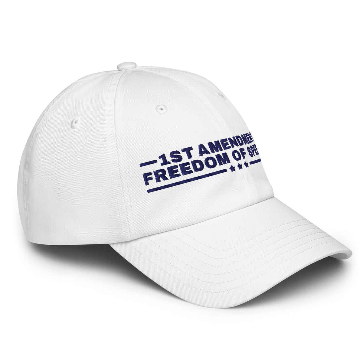 1st Amendment Freedom of Speech UA Dad Hat White right front | True American