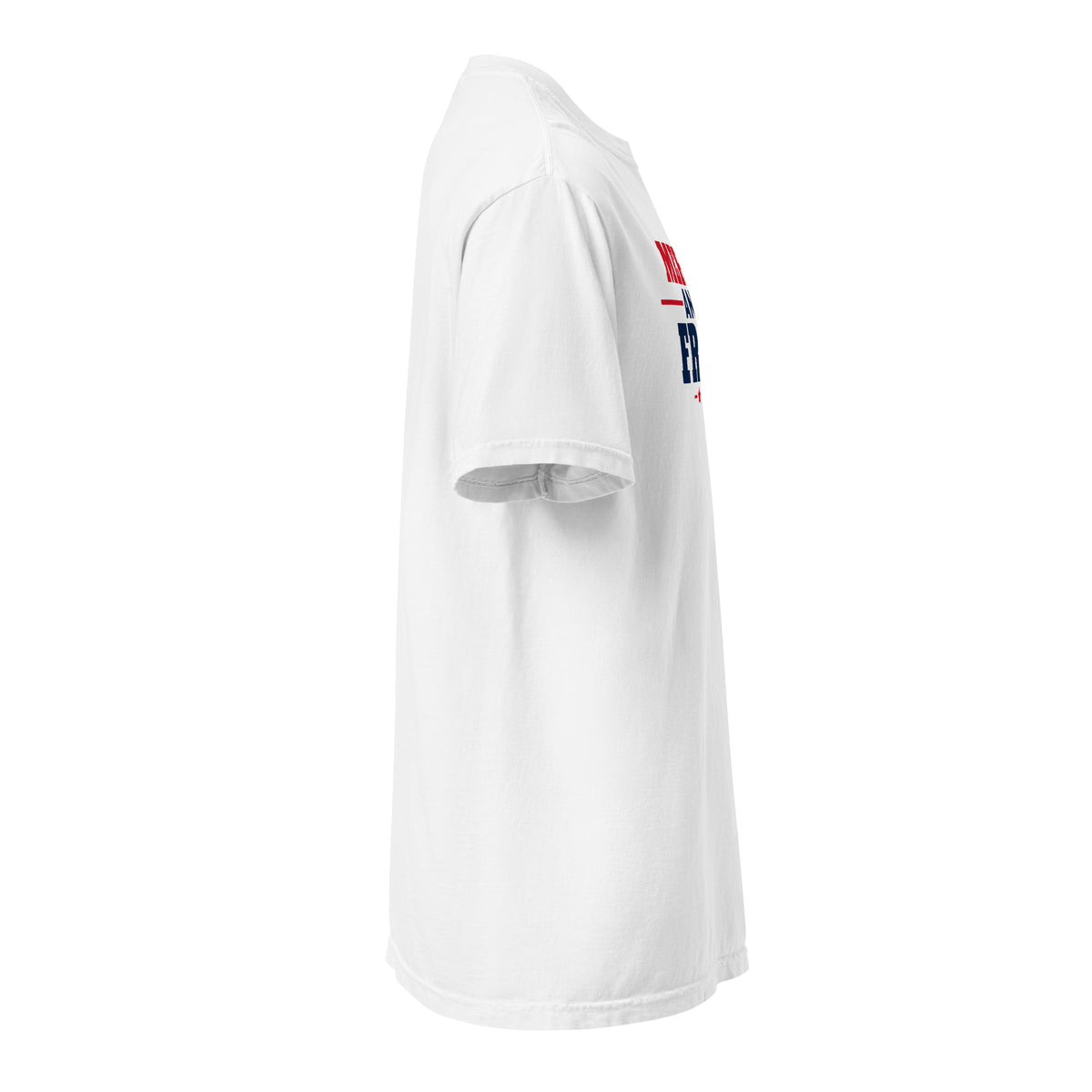 Merry and Free Heavyweight Tee, White, right sleeve | True American