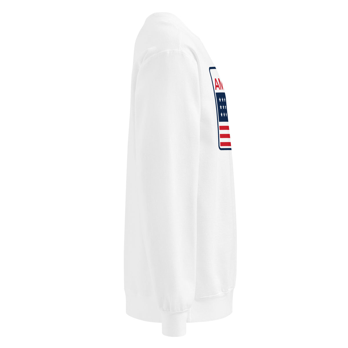 Proud American Flag Patch Crewneck Sweatshirt - Light White right side | True American
