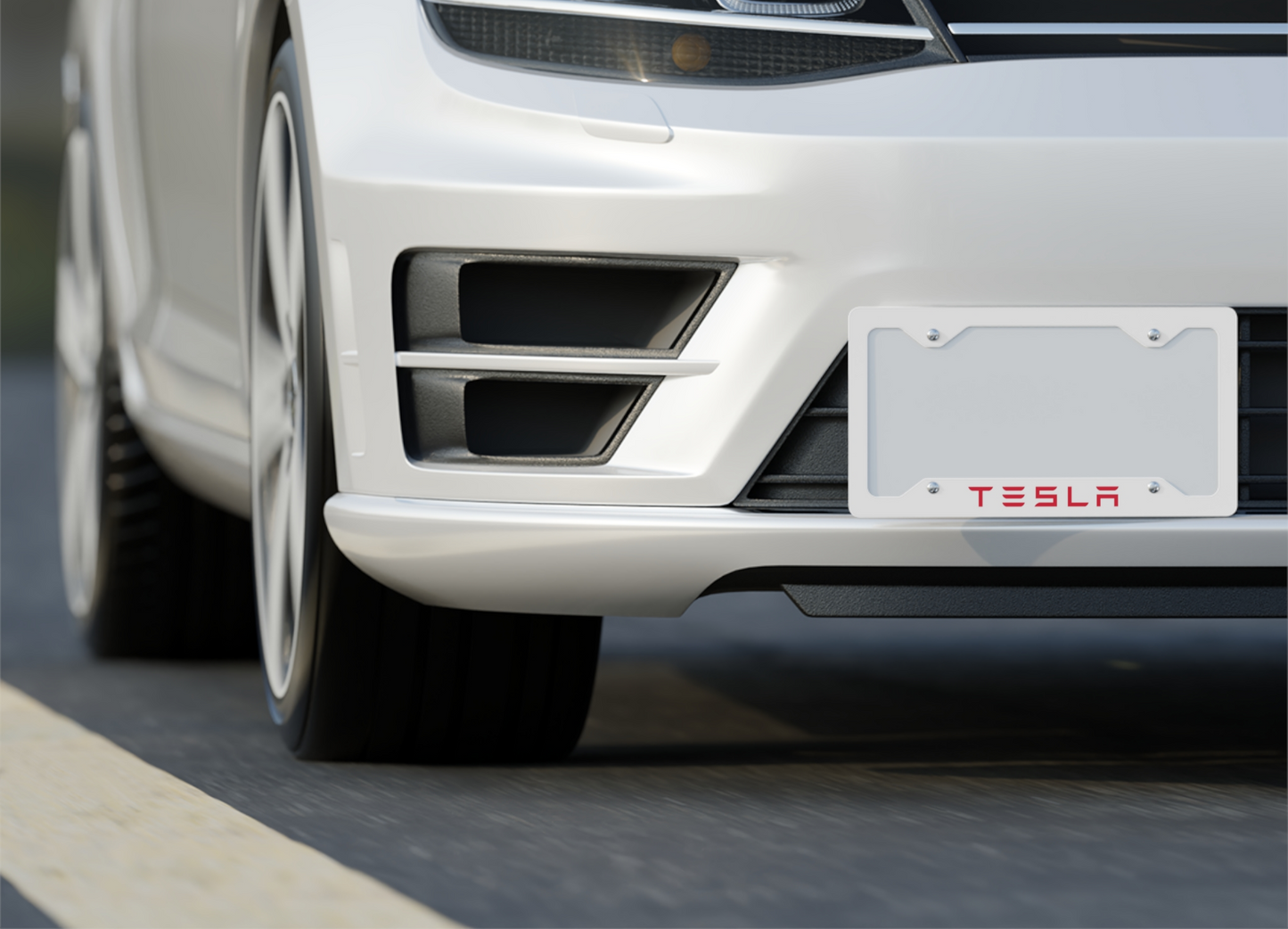Tesla Red Metal License Plate Frame