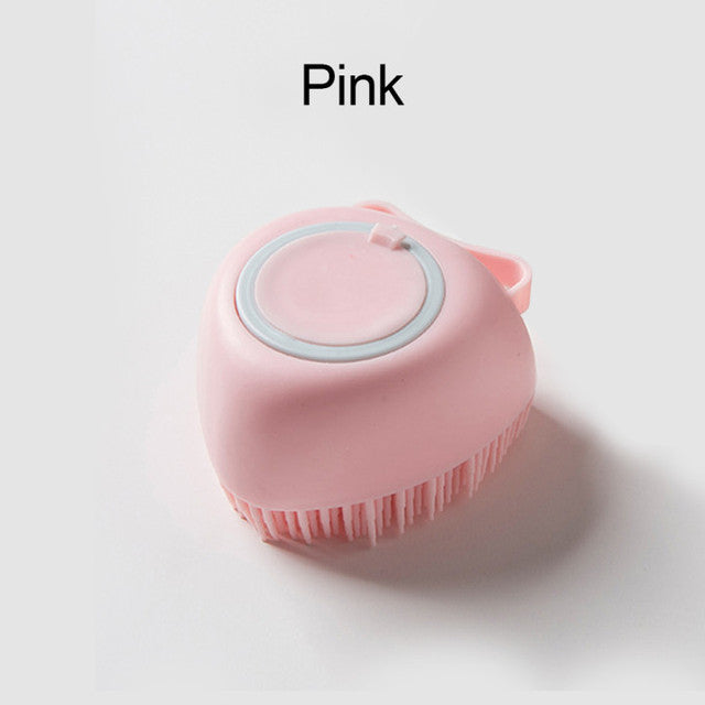 Soft Silicone Dog Brush, Bathroom Dog Bath Brush Massage Gloves Soft Safety Silicone Comb with Shampoo Box Pet Accessories for Cats Shower Grooming Tool