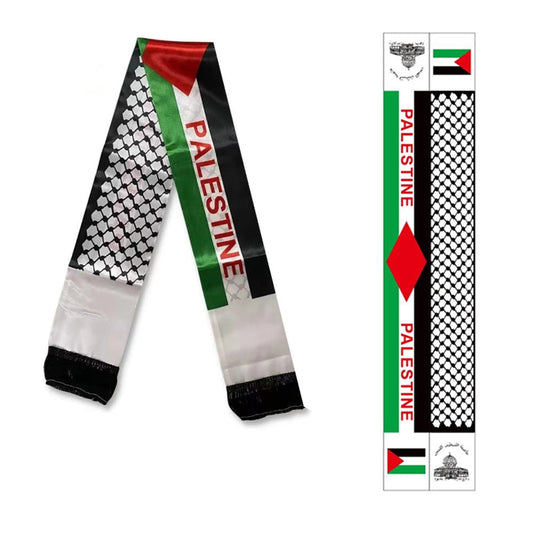 Palestine Flag Scarf, Freedom for Palestine Flag Shawl Sash Stole Wraps, Double Side Scarf Palestine Satin Scarf, for Women Men
