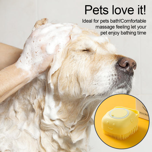 Soft Silicone Dog Brush, Bathroom Dog Bath Brush Massage Gloves Soft Safety Silicone Comb with Shampoo Box Pet Accessories for Cats Shower Grooming Tool