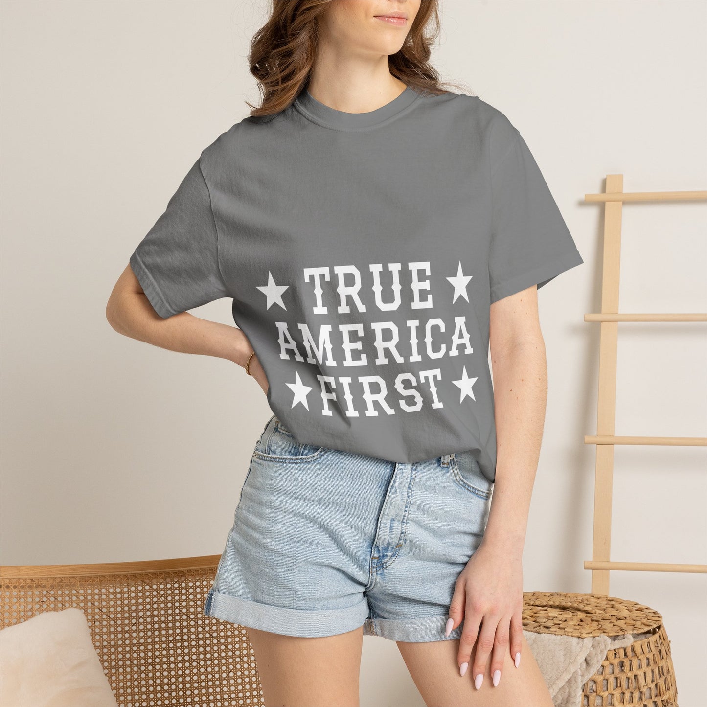 Personalized True American T-Shirt - Customized Patriotic USA Flag Shirt