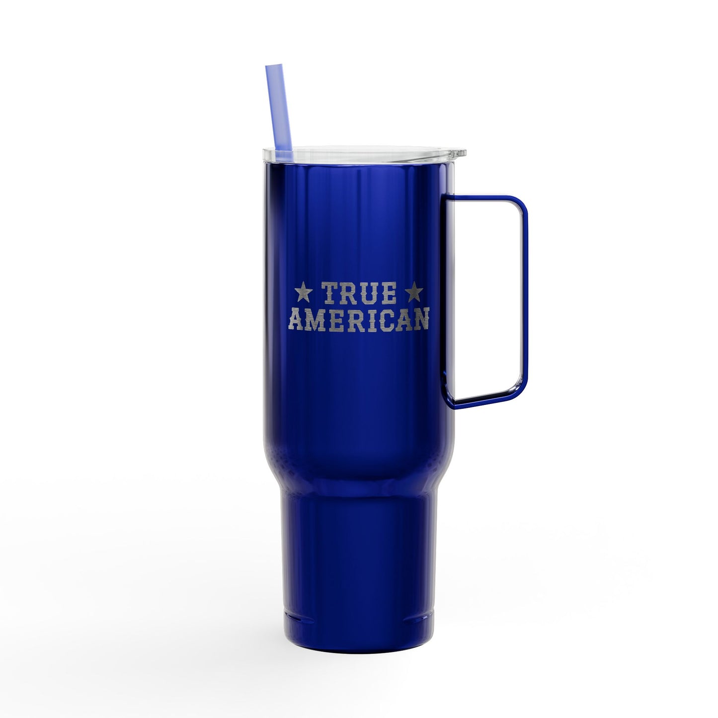 40oz Engraved Insulated Tumbler CUP – TRUE American and Flag Design, Travel Mug with Lid