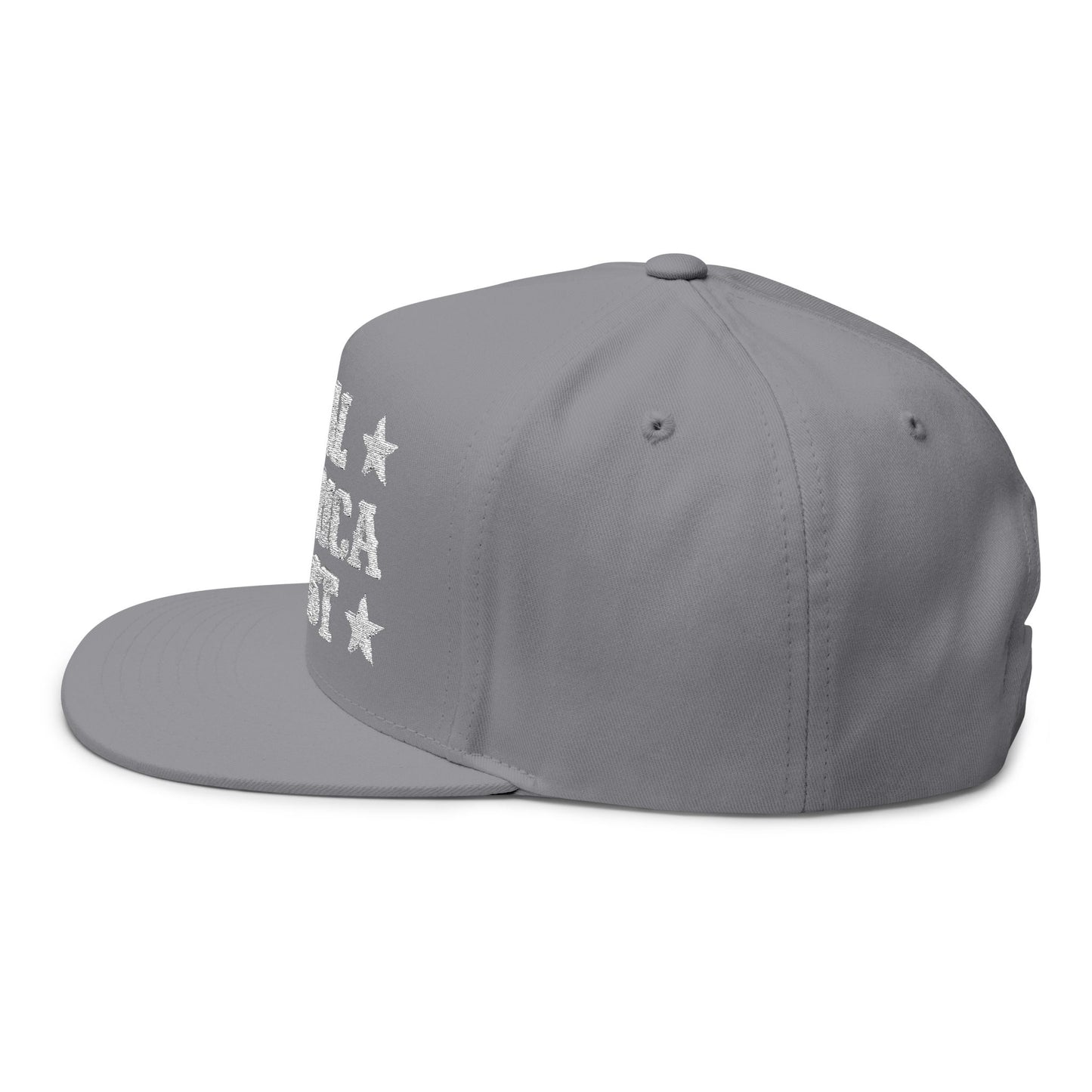 "Real America First" Embroidered Patriotic Snapback Flat Bill Cap | Five-Panel High-Profile