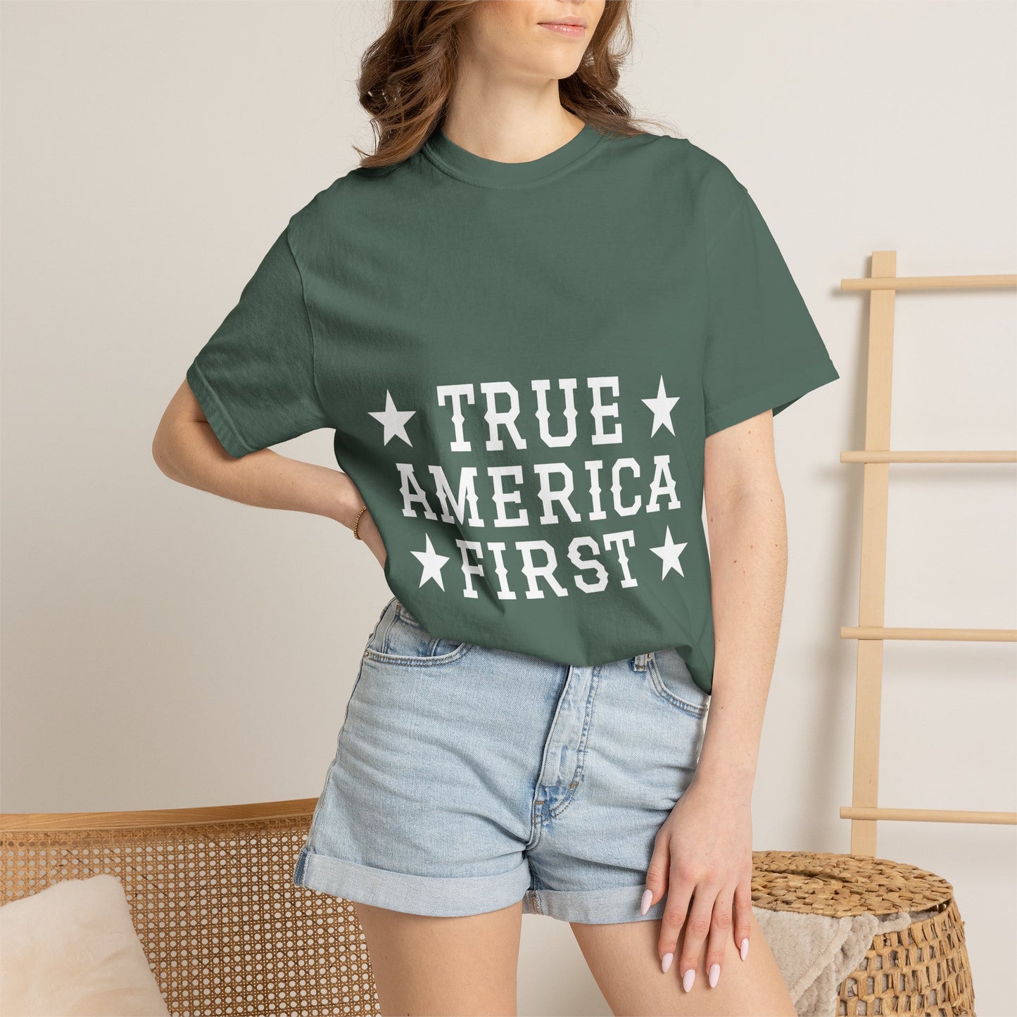 Personalized True American T-Shirt - Customized Patriotic USA Flag Shirt