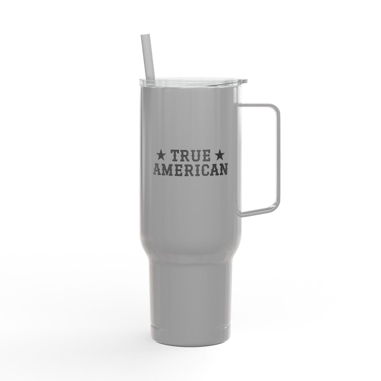 40oz Engraved Insulated Tumbler CUP – TRUE American and Flag Design, Travel Mug with Lid