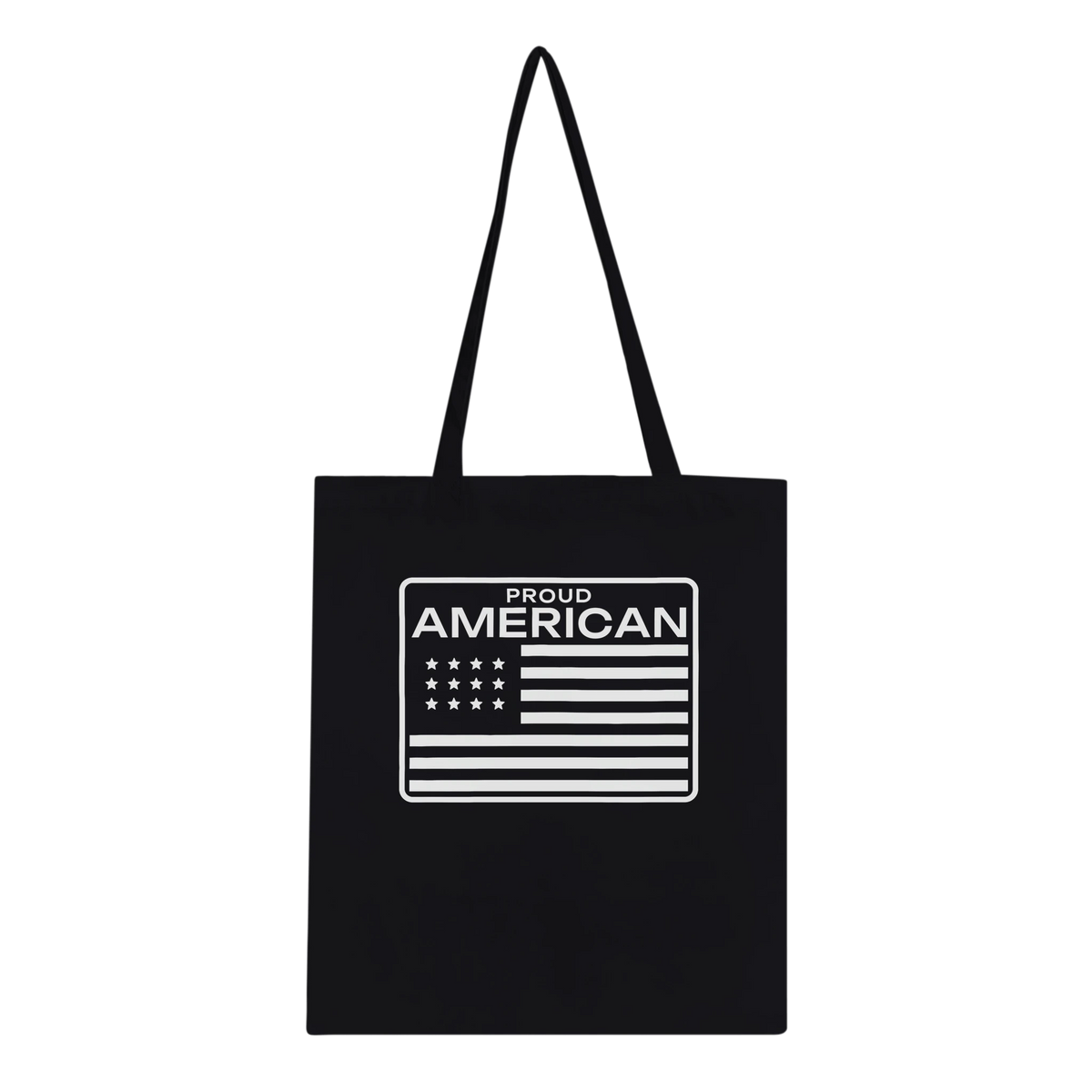 Proud American Flag Patch Classic Tote Black front | True American