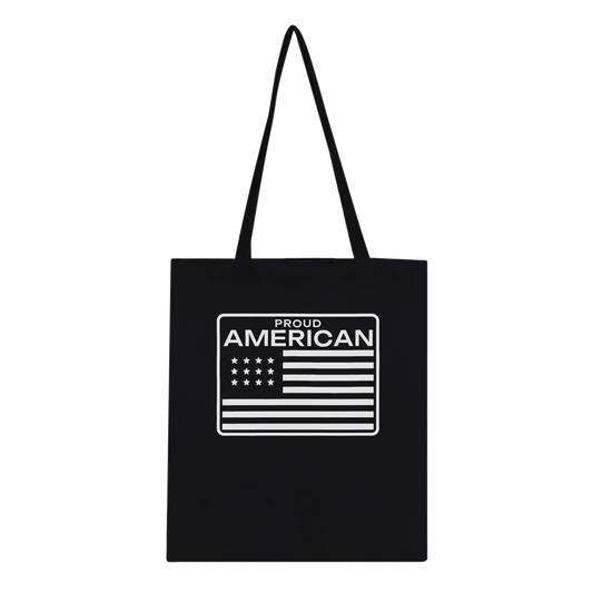 Proud American Flag Patch Classic Tote Black front | True American