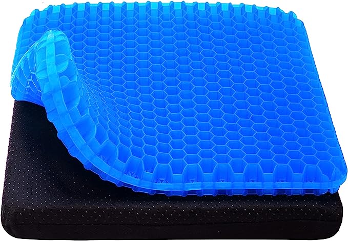 The Egg Sitter Large Gel Seat Cushion for Long Sitting, Gel Cushion for Wheelchair Large & Thick, Gel Chair Cushion Soft & Cool, Breathable Gel Car Seat Cushion Reduce Sweat for Hip Pain, Gel Pressure Relief Cushion
