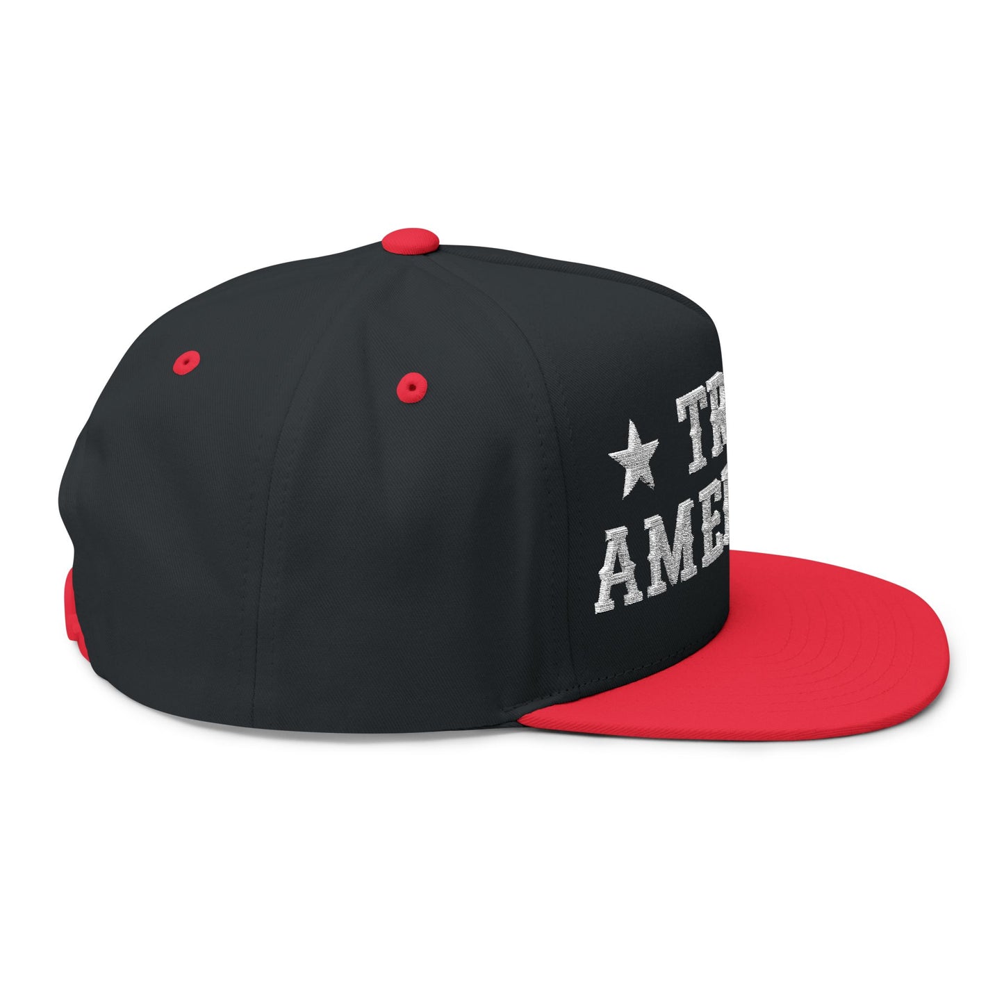 True American Embroidered Flat Bill Cap — Patriotic USA Snapback Hat