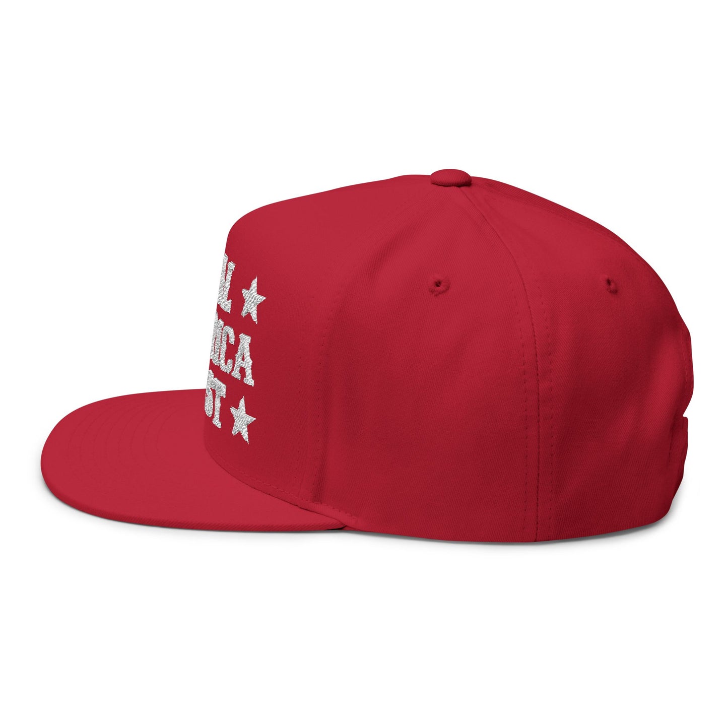 "Real America First" Embroidered Patriotic Snapback Flat Bill Cap | Five-Panel High-Profile