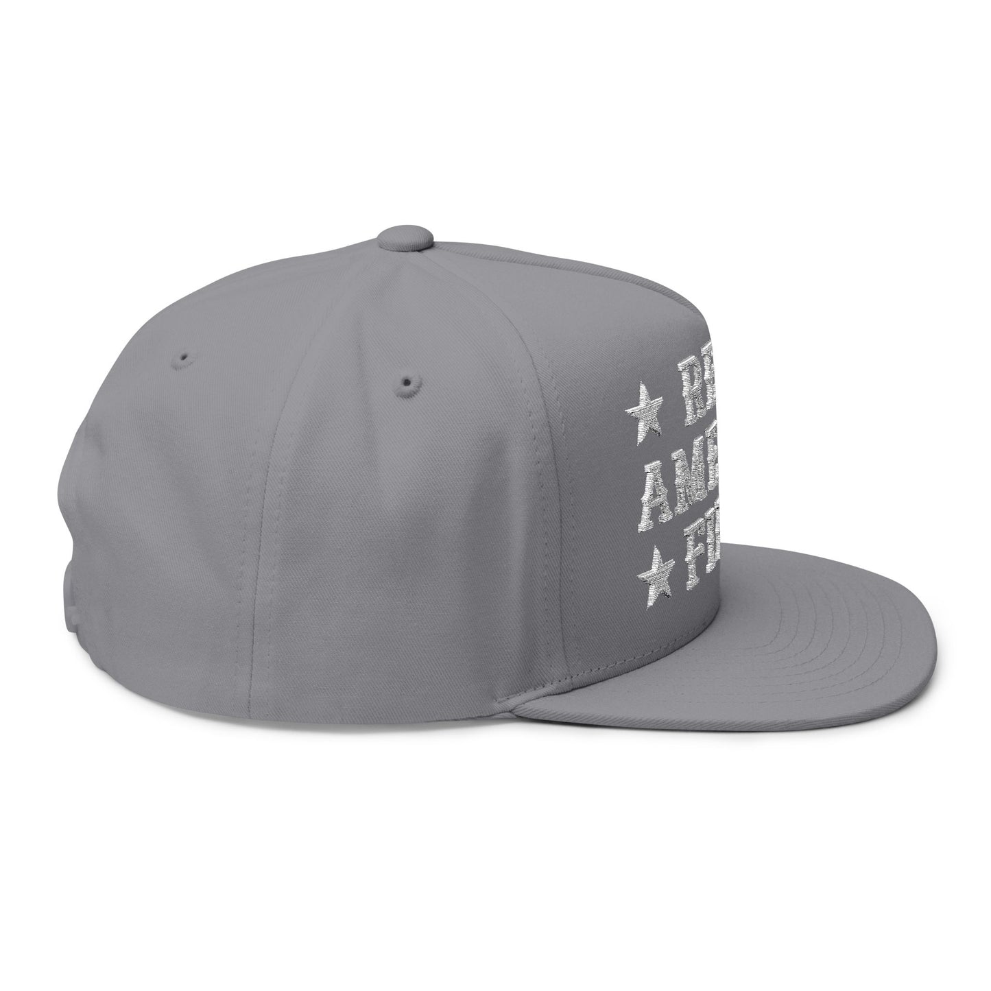 "Real America First" Embroidered Patriotic Snapback Flat Bill Cap | Five-Panel High-Profile