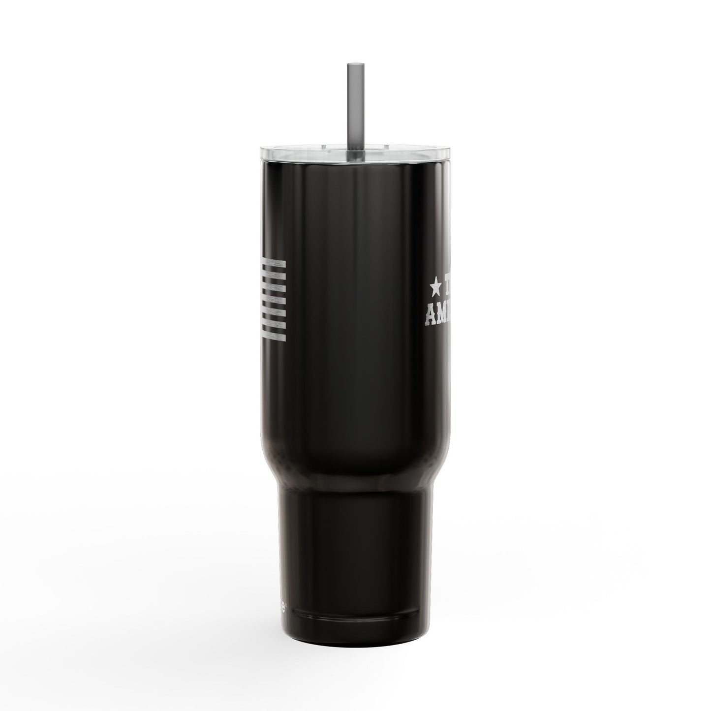 40oz Engraved Insulated Tumbler CUP – TRUE American and Flag Design, Travel Mug with Lid