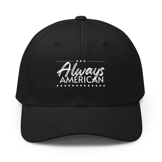 Always American Baseball Cap - "Always American" adidas Alliance Cap, Black / White, front view