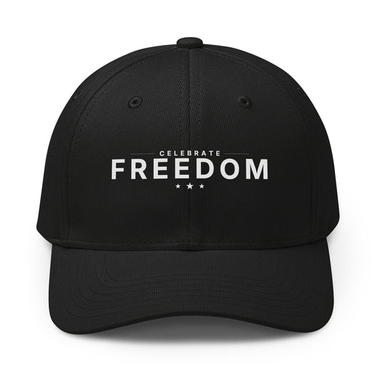 Celebrate Freedom Dad Hat, Black White, front view