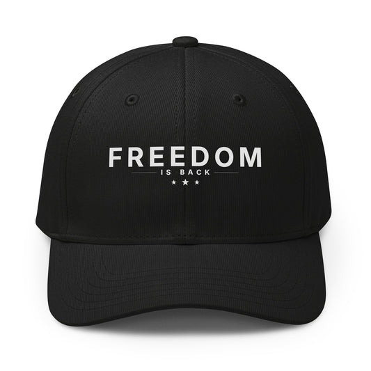 Freedom Is Back Dad Hat, Black White, front view