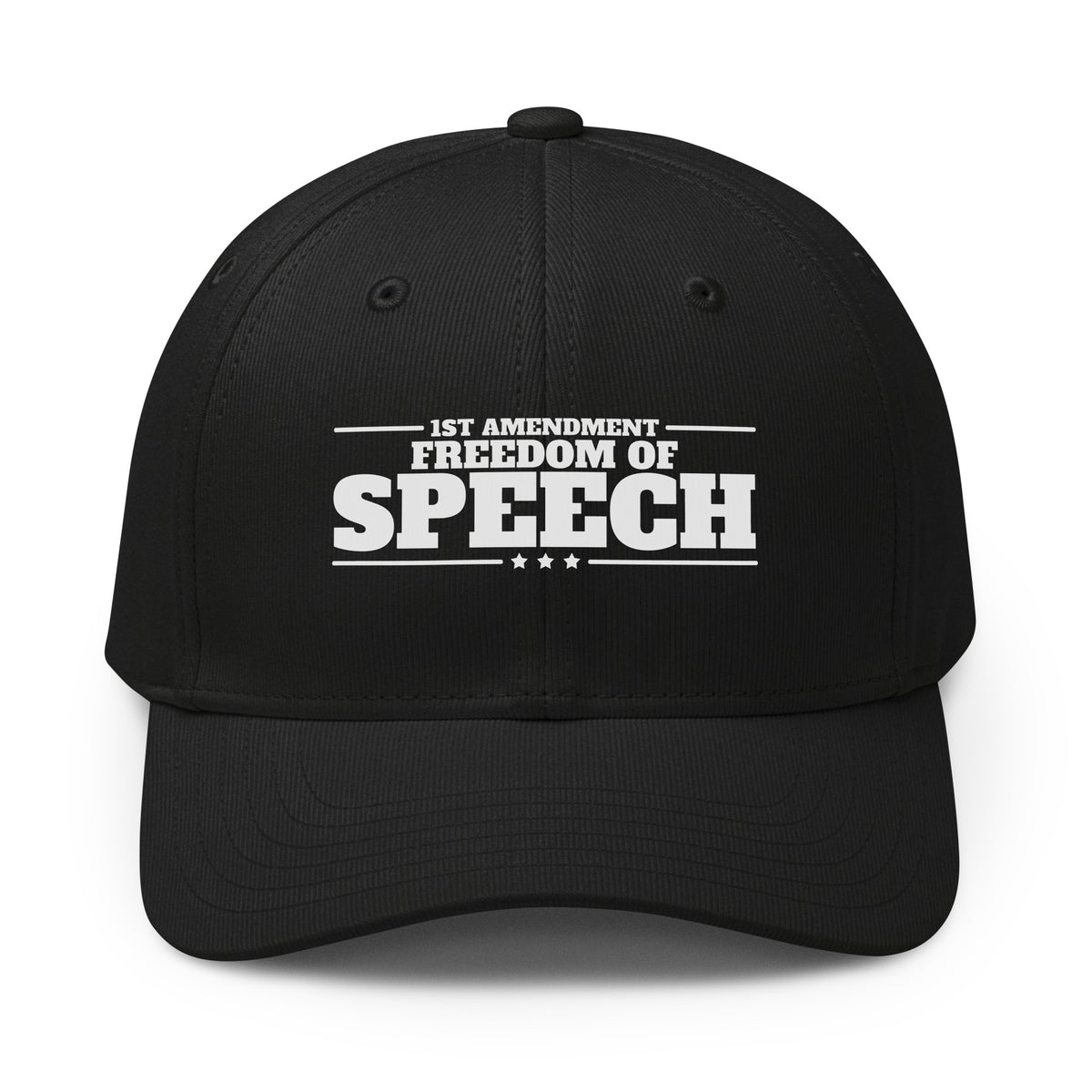 1st Amendment Freedom of Speech Printed Cap Black front | True American