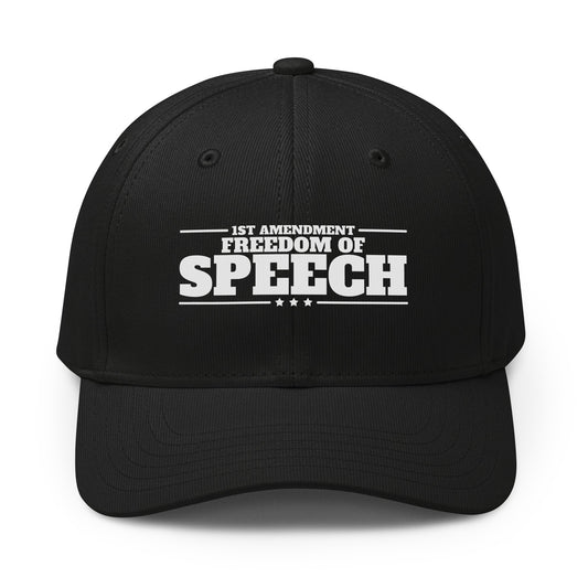 1st Amendment Freedom of Speech Printed Cap Black front | True American