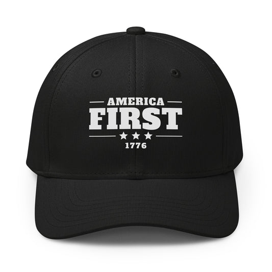 America First 1776 Printed Adidas Cap Black front | True American