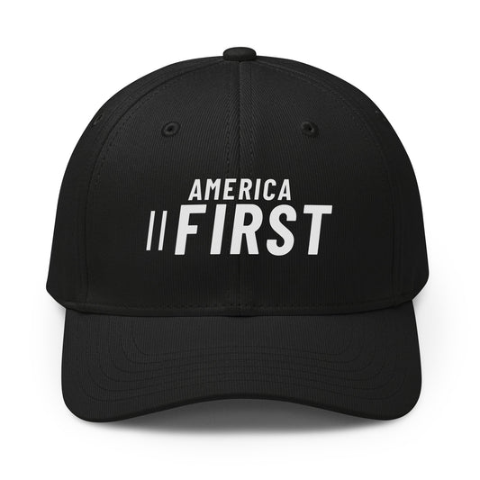 America First Sport Printed Adidas Cap Black front | True American