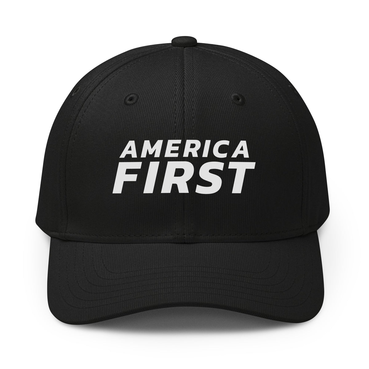 America First Italic Printed Adidas Cap Black front | True American