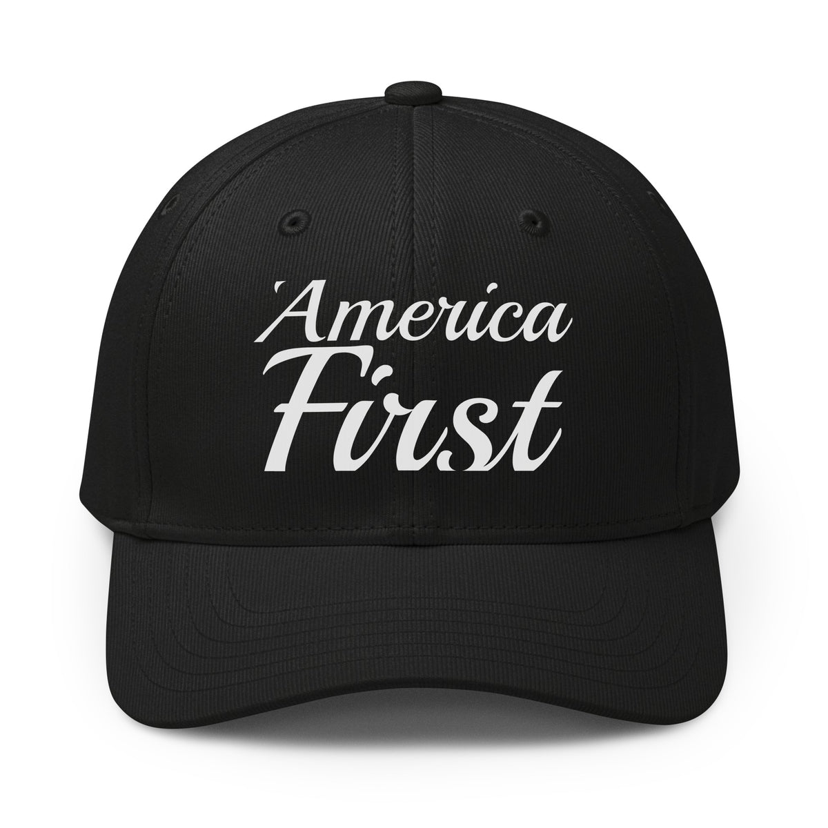 America First Brush Printed Adidas Cap Black front | True American