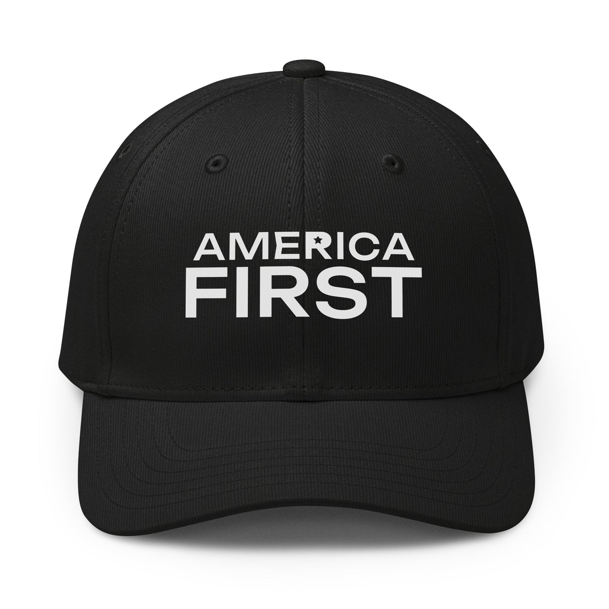America First Star Printed Adidas Cap Black front | True American