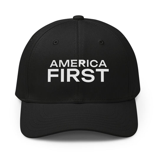 America First Star Printed Adidas Cap Black front | True American