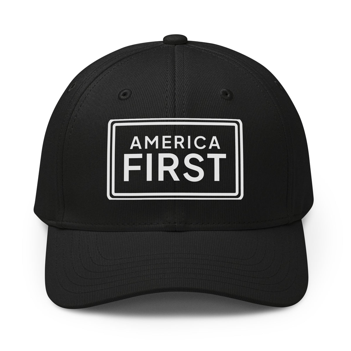 America First Framed Printed Adidas Cap Black front | True American