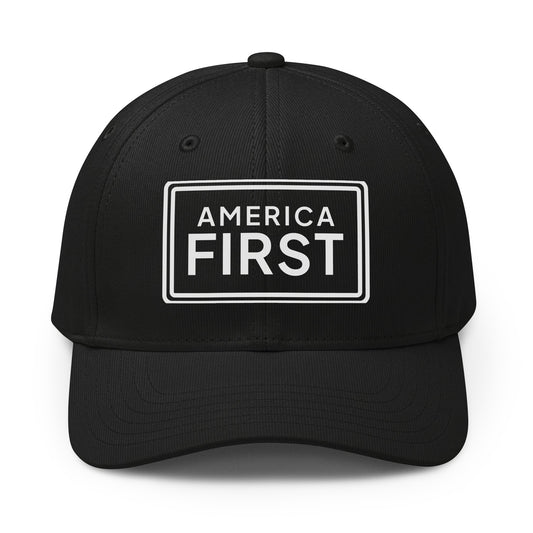 America First Framed Printed Adidas Cap Black front | True American