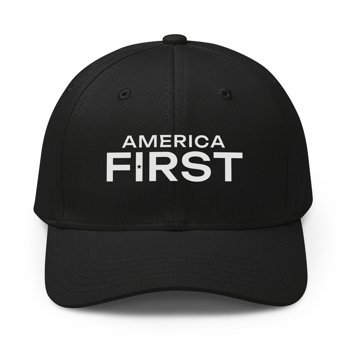 America First Hero Star Printed Adidas Cap Black front | True American