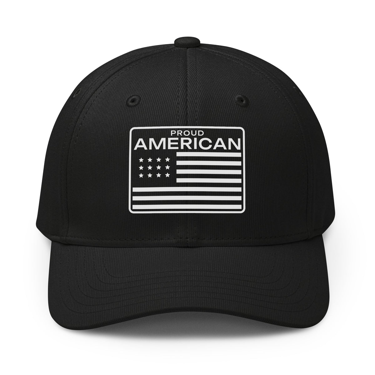 Proud American Flag Patch Printed adidas Cap Black front | True American